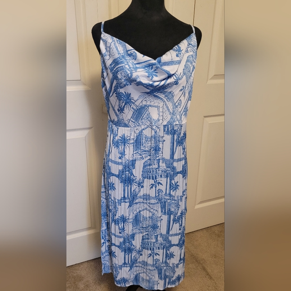 Forever 21 Resort Wear BEACH Vacation DRESS BLUE & WHITE Size XL